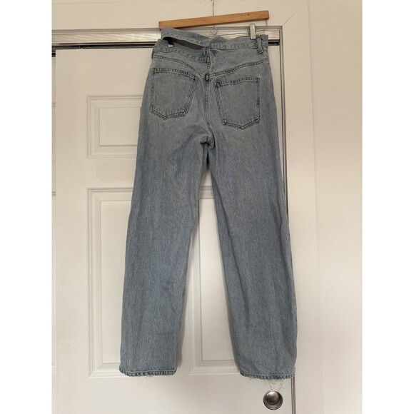 Agolde Women Blue 27 Denim Broken Waistband Jeans Straight High Rise Grunge Punk - Picture 5 of 13